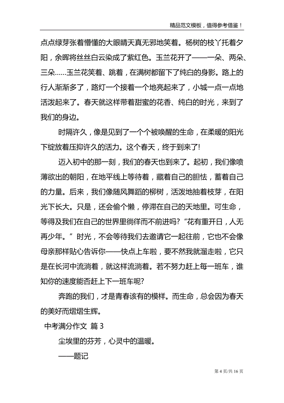 中考满分作文集合九篇_第4页