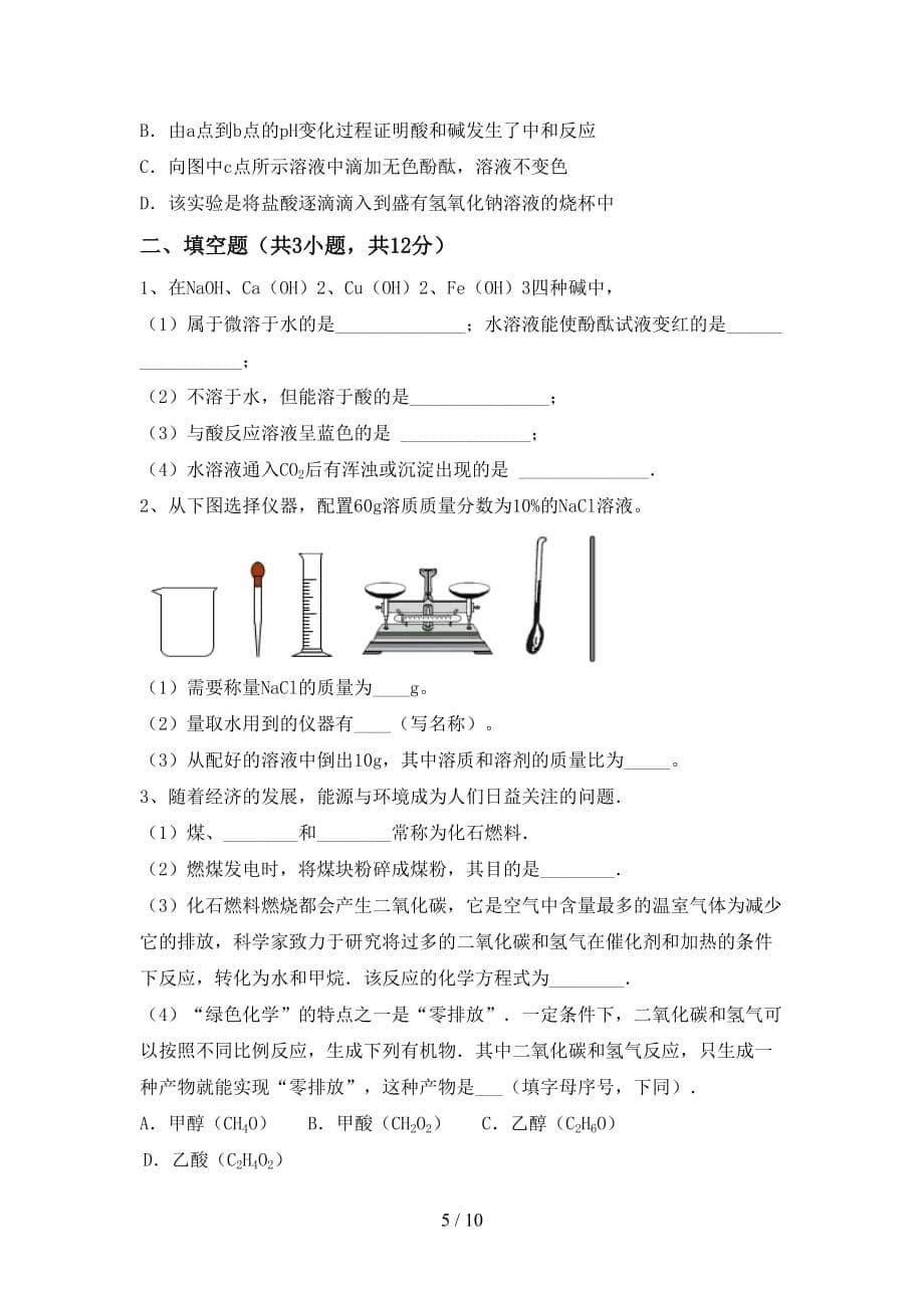 人教版2021年九年级化学下册月考考试卷（汇编）_第5页