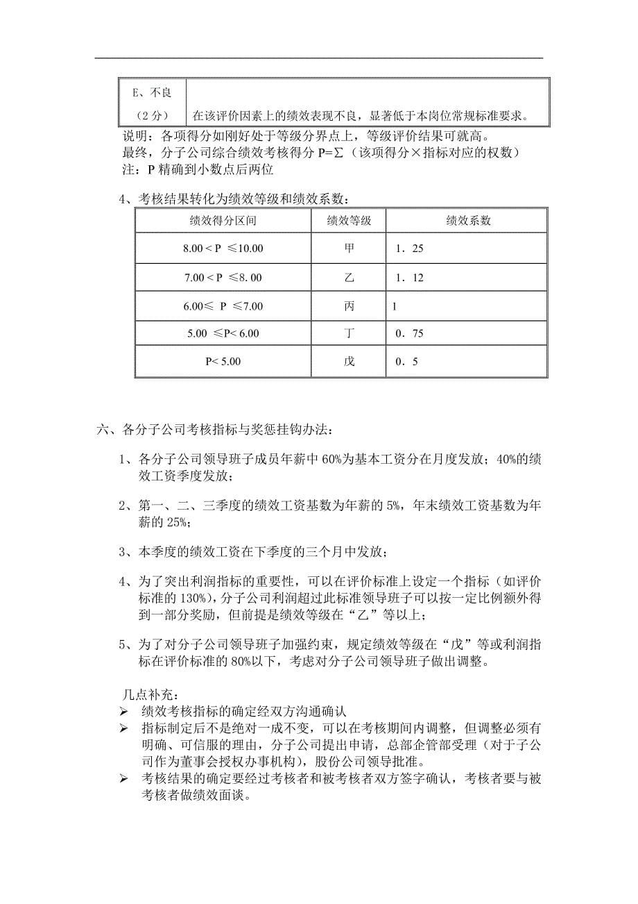 A股份有限公司分子公司绩效管理方案DOC_第5页