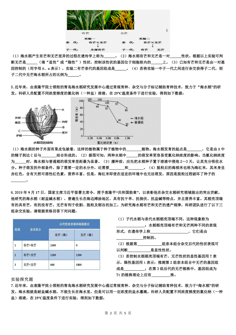 2021生物中考预测热点题袁隆平—关于杂交水稻_第2页