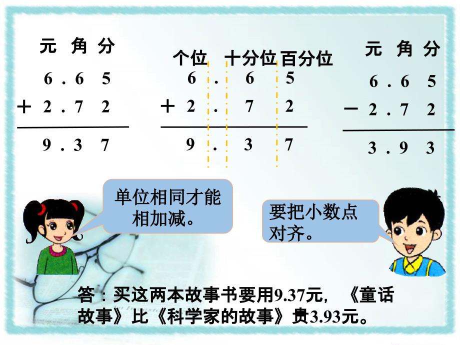四年级下册数学课件-小数加、减法2_北京版（2014秋） (共19张PPT)_第4页
