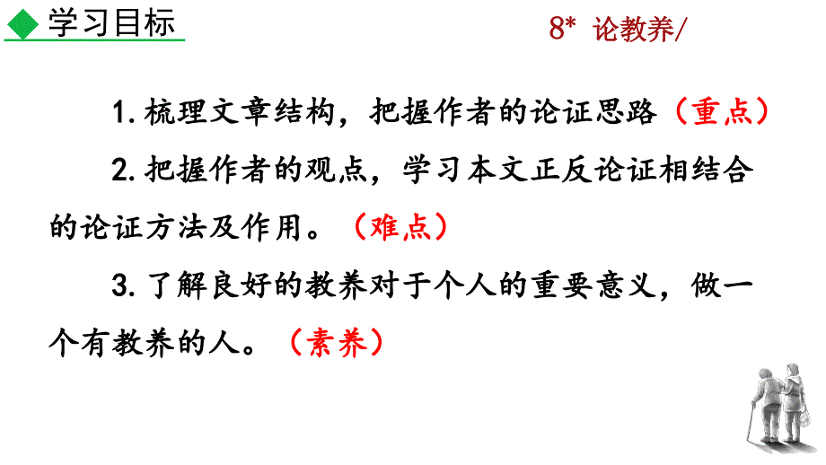 2021年秋人教版九年级上册语文教学课件 8 论教养_第4页