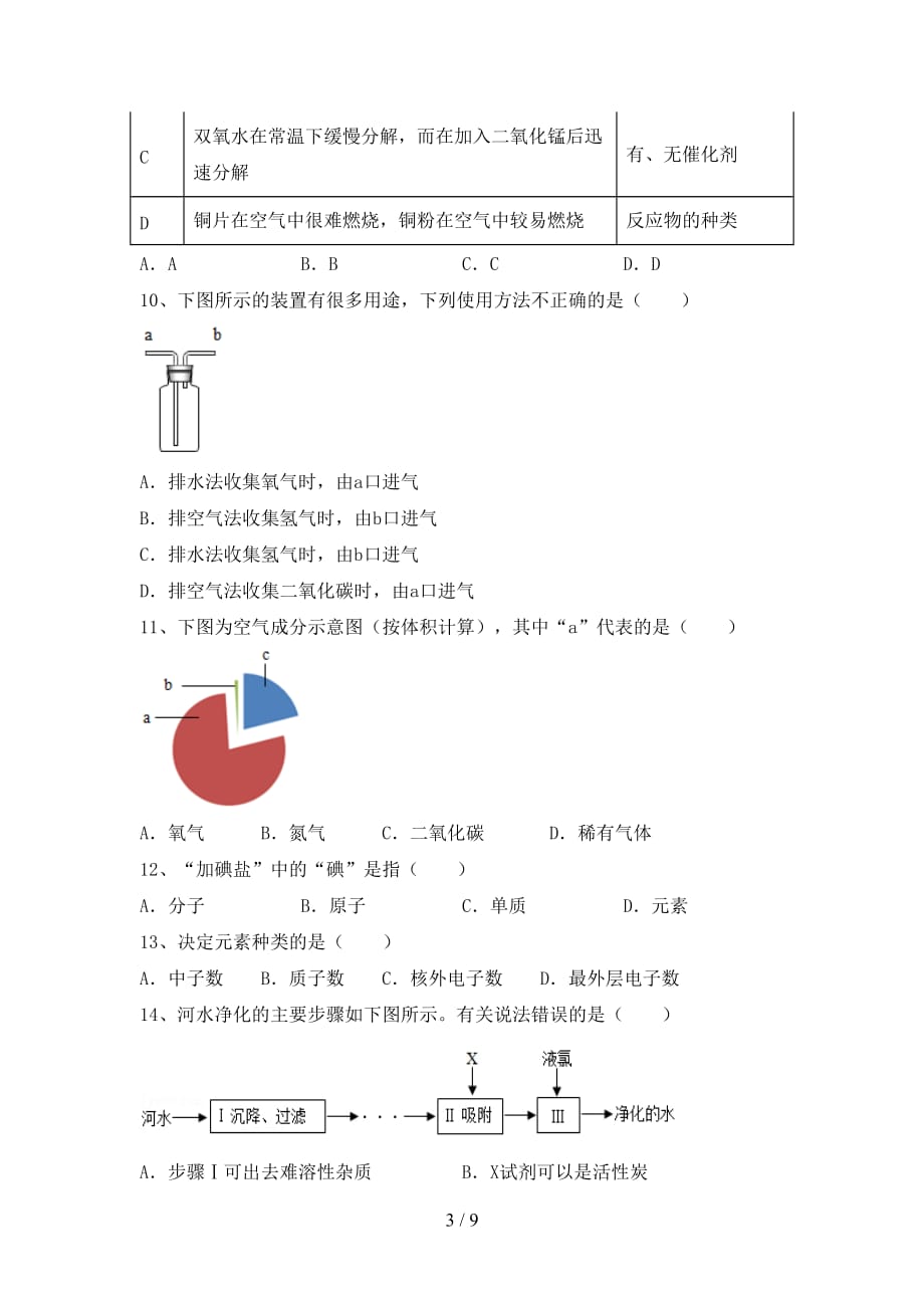 鲁教版八年级化学下册月考测试卷（必考题）_第3页