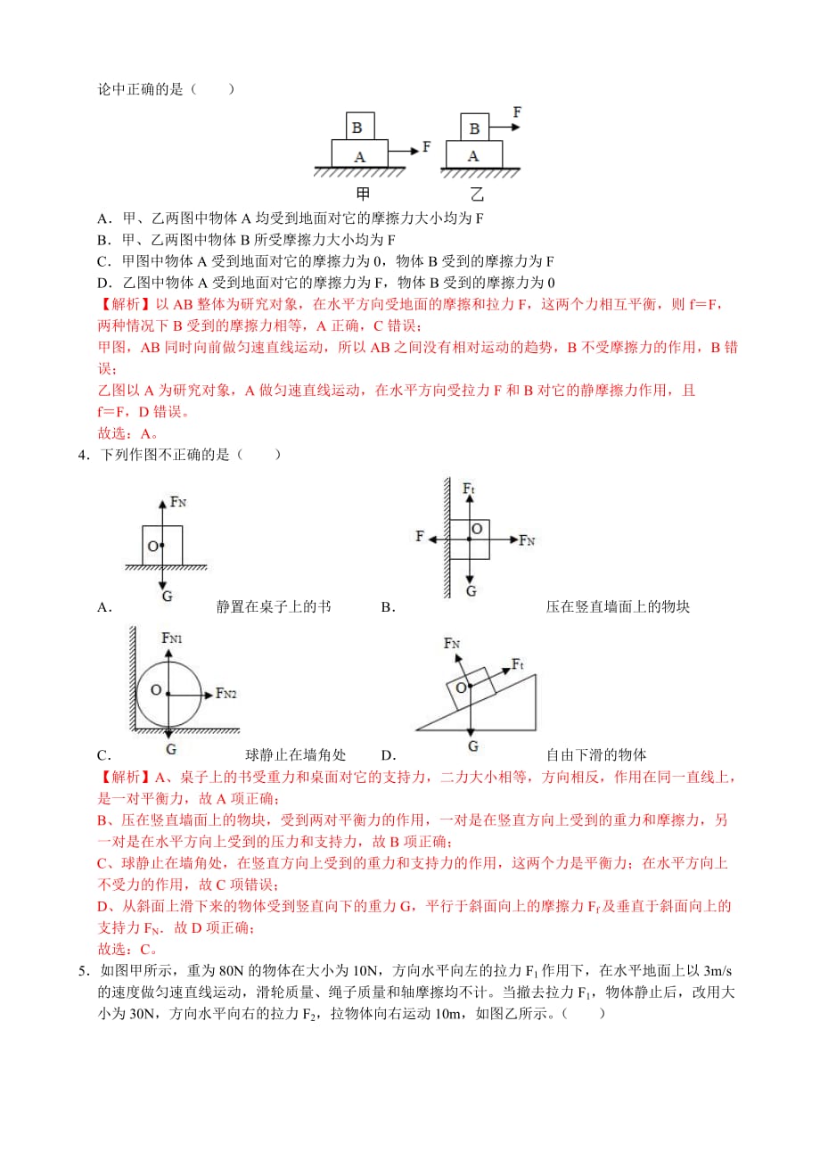 专题4综合受力分析问题-备战2021年中考物理典型专题各个击破（光、热、力学专题）（解析版）_第3页