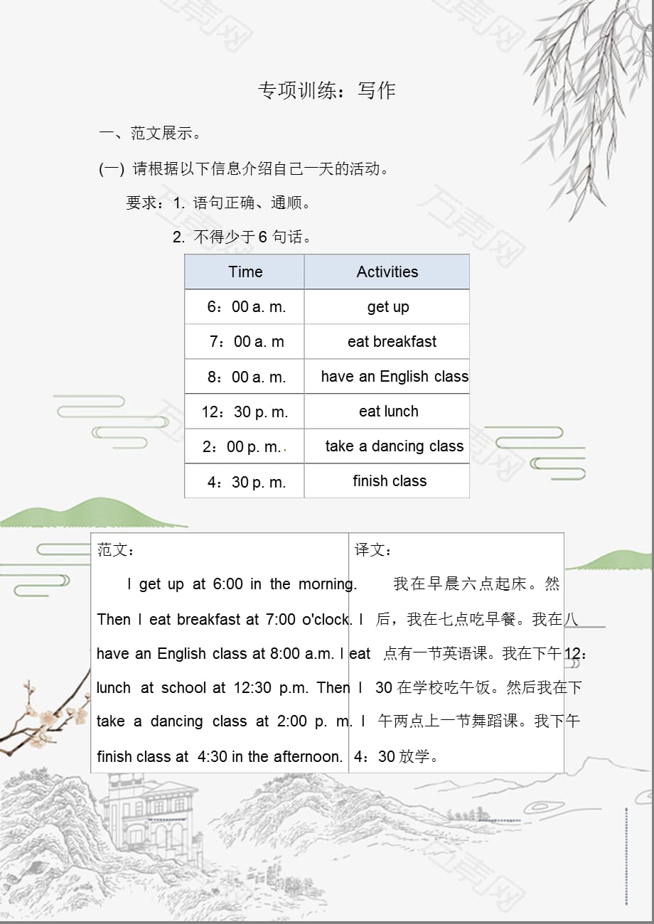 小升初英语总复习题型专题训练写作训练1（PPT课件）_第1页