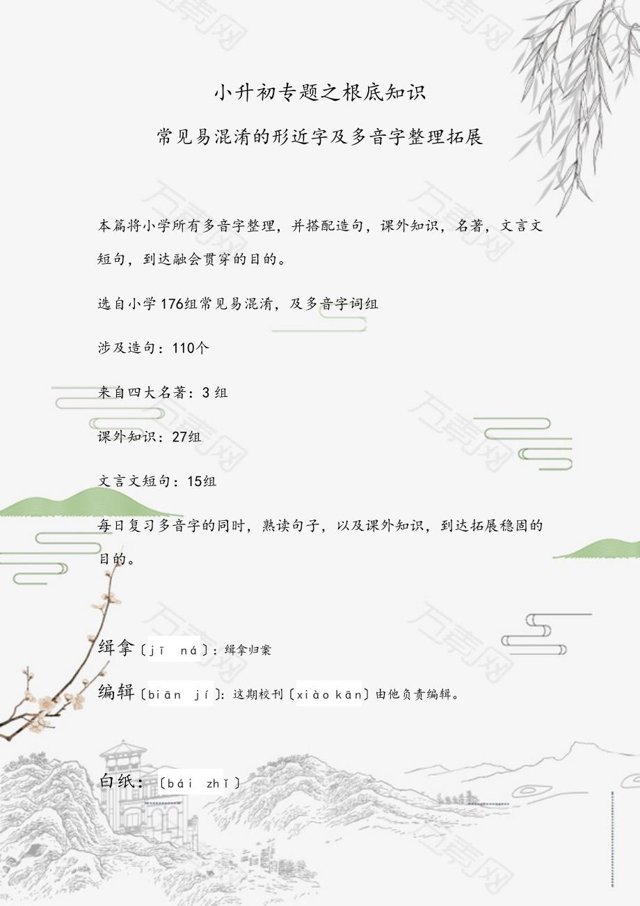 小升初专题复习——多音字整理拓展人教（部编版）（PPT课件）_第1页