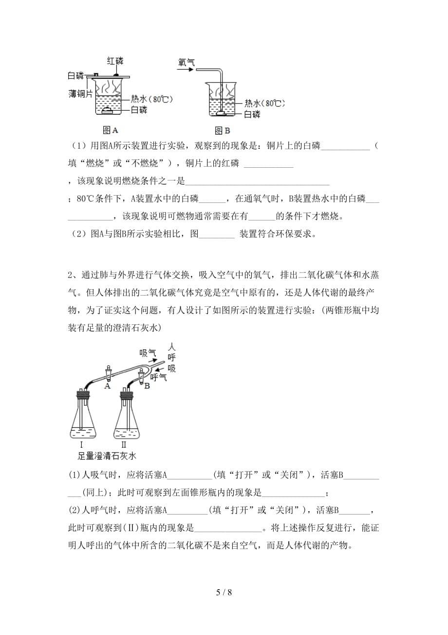 鲁教版八年级化学下册月考考试及答案（1）_第5页