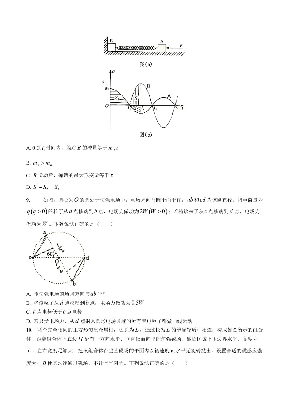 2021年湖南省普通高中学业水平选择性考试【物理】_第4页