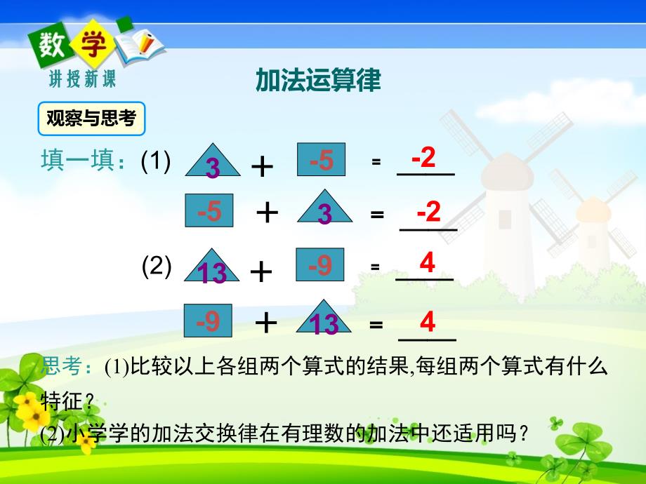 人教版数学七年级上册课件 1.3有理数的加减法（第2课时）_第4页