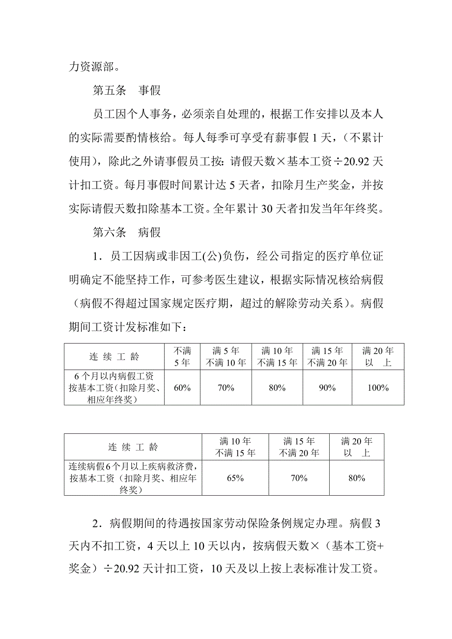 XX企业考勤管理制度_第2页