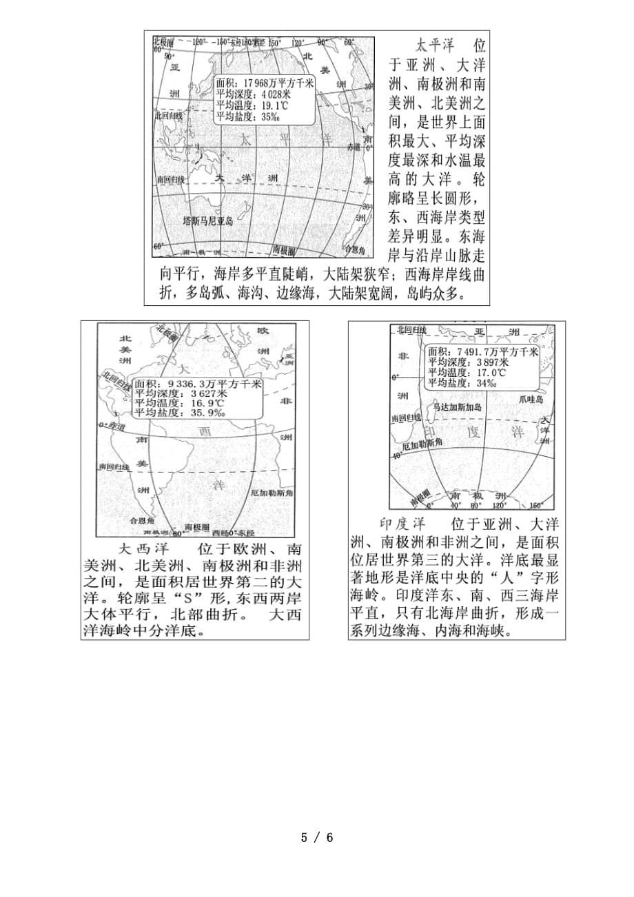 高考地理世界地理识图训练（一）—陆地与海洋（1）（教师版）_第5页