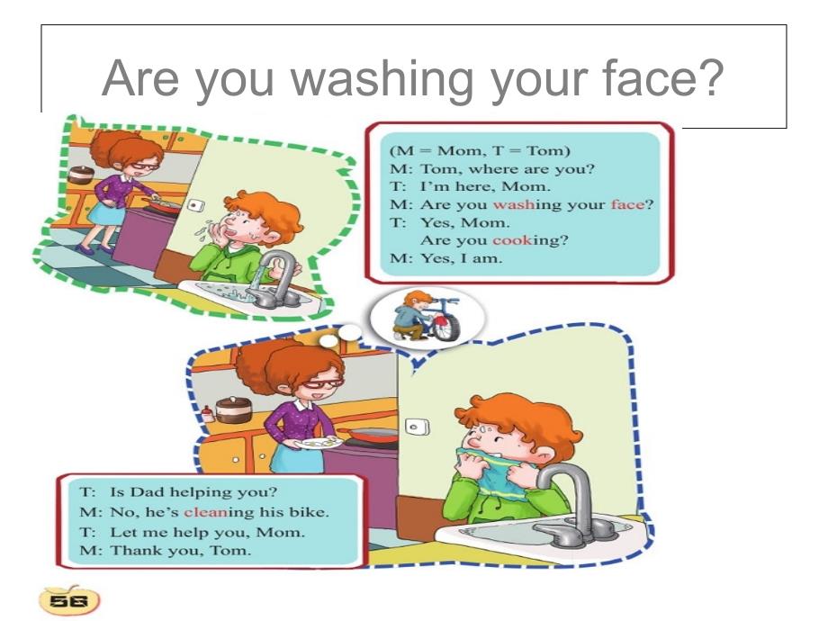 四年级下册英语课件－Lesson 10《Are you washing your face》｜科普版（三起） (共18张PPT)_第3页