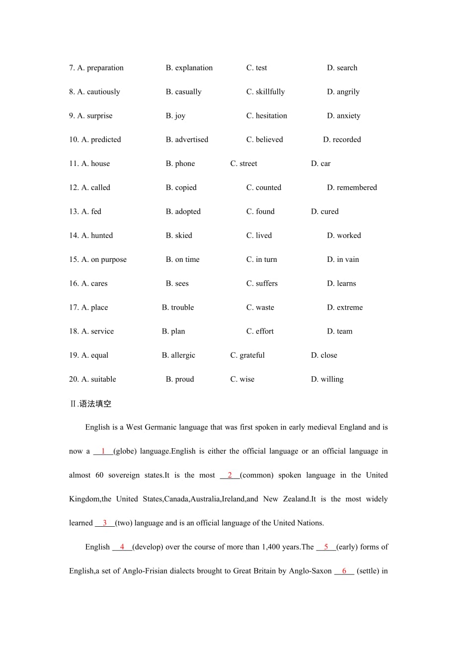 高考英语精准练之语言运用（Day 1）_第4页