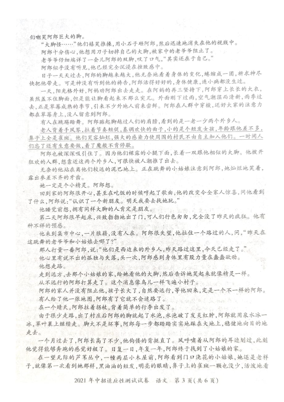 河南省巩义市2021届九年级第二次质量检测语文试卷_第3页