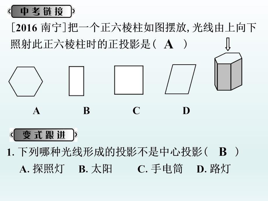 人教版2019届九年级中考复习数学课件：第34课时 投影与视图_第4页