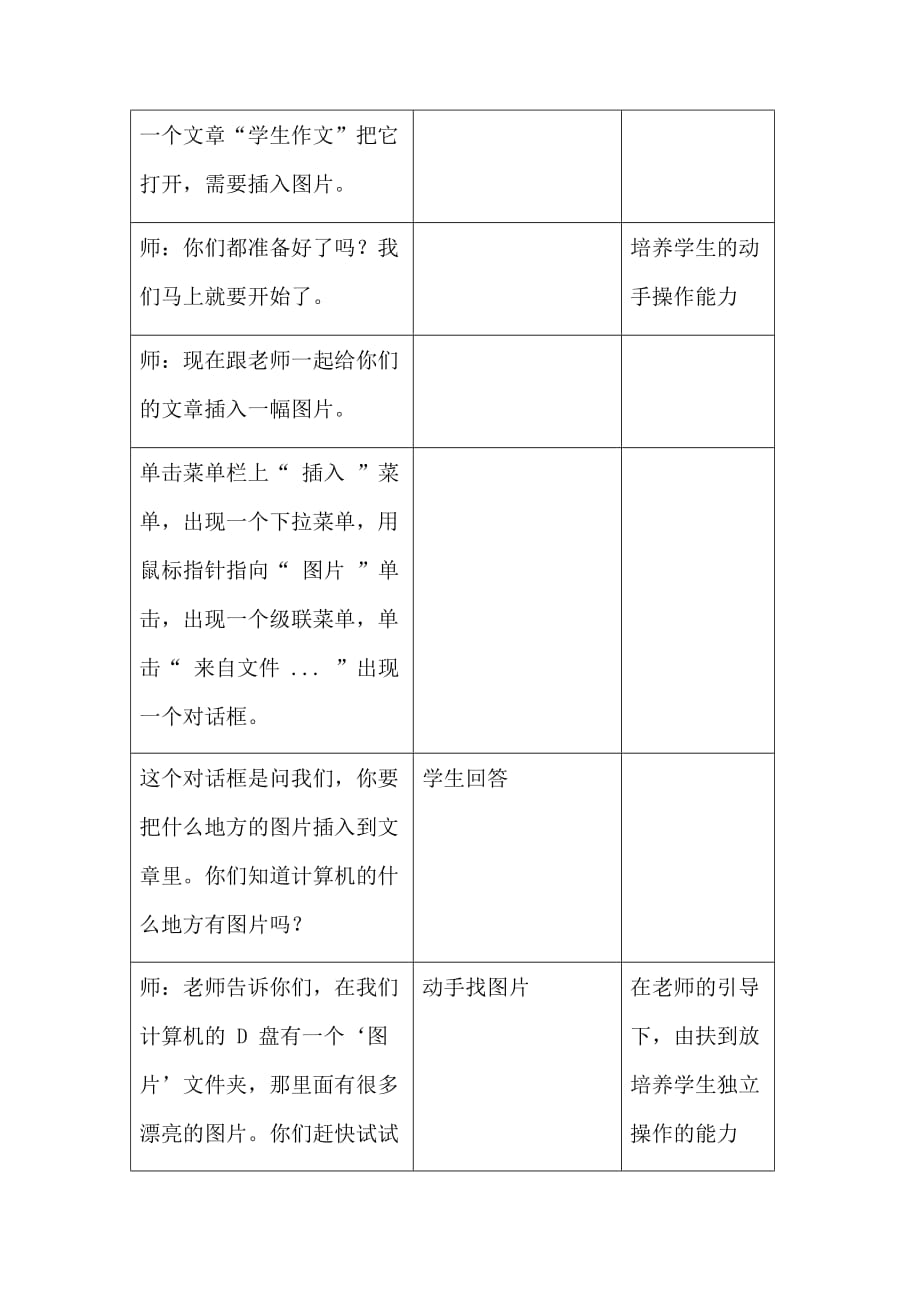 泰山版七年级信息技术下册3.1《插入图像》优秀教案教学设计_第3页