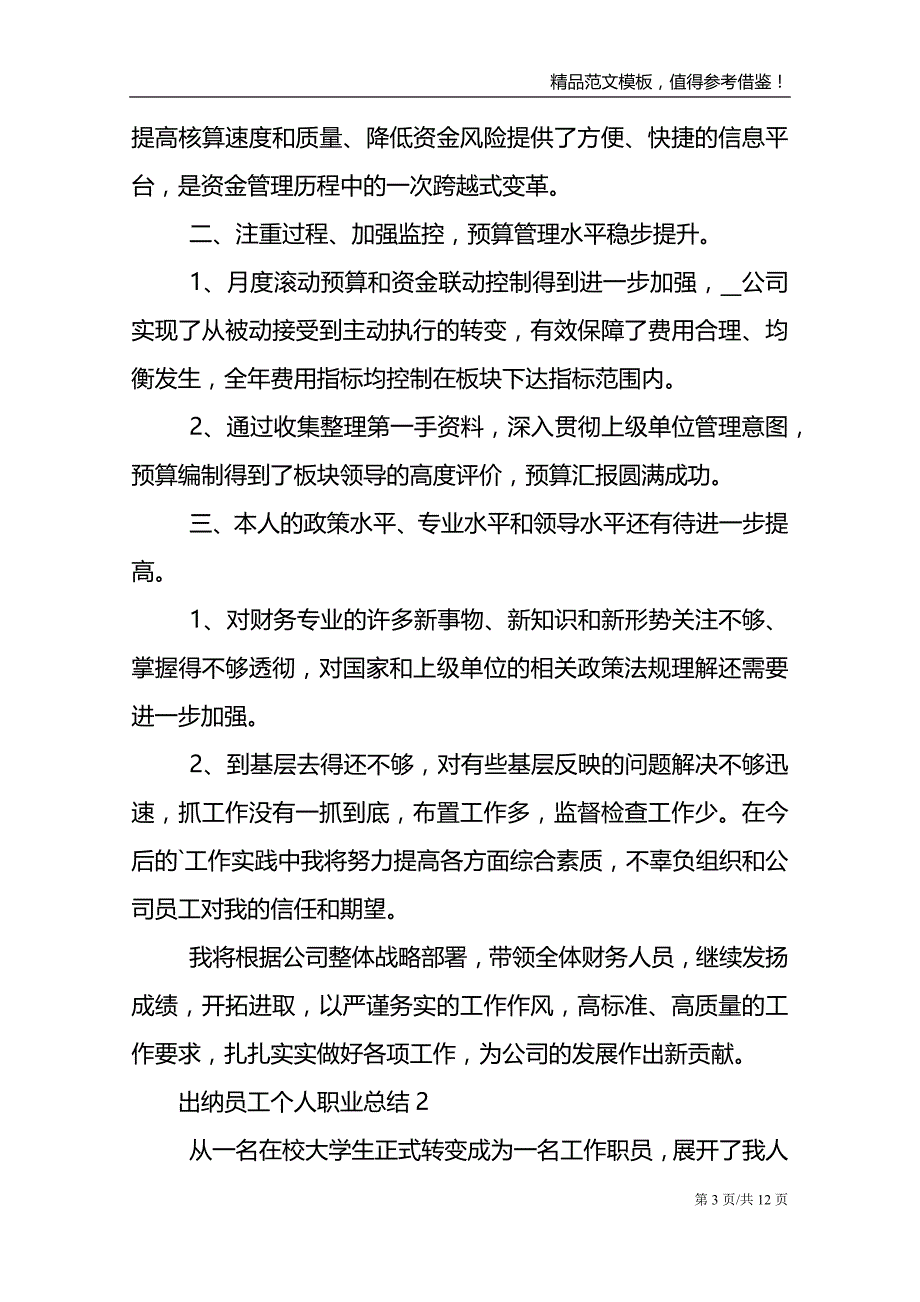 出纳员工个人职业总结_第3页