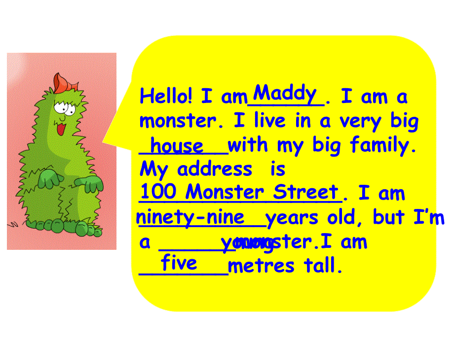 四年级下册英语课件-Lesson 18 Maddy the Monster｜冀教版_第4页