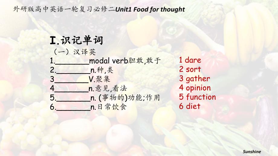 Unit1 Food for thought 课件 外研版高中英语一轮复习必修第二册_第2页