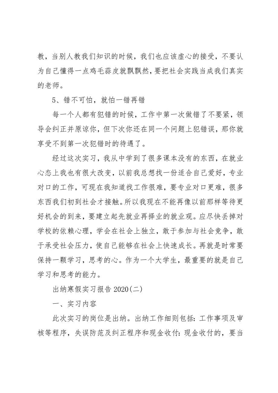 出纳寒假实习报告范文_第5页