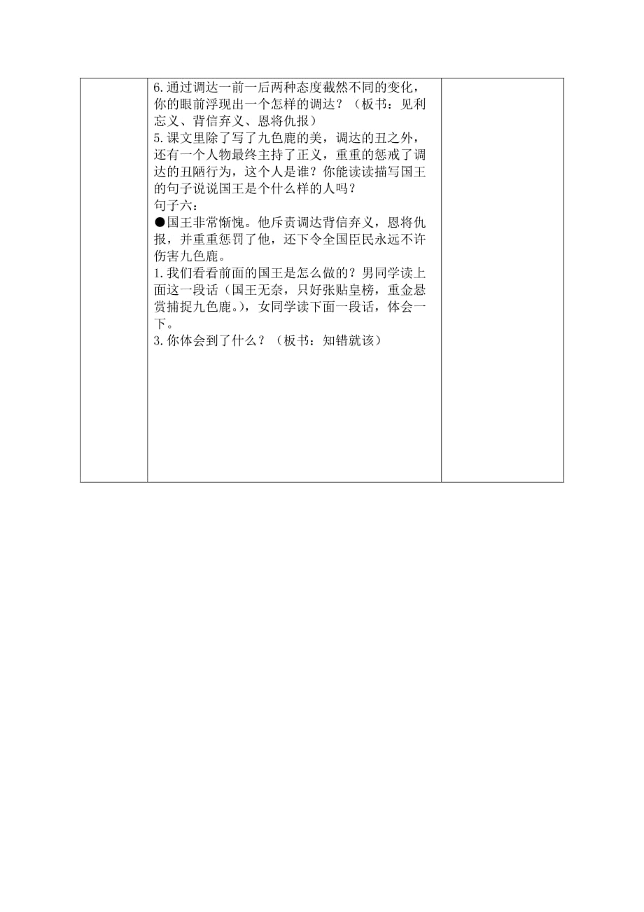 北师大版五年级语文学科电子备课教学设计_《九色鹿》教学设计_第4页