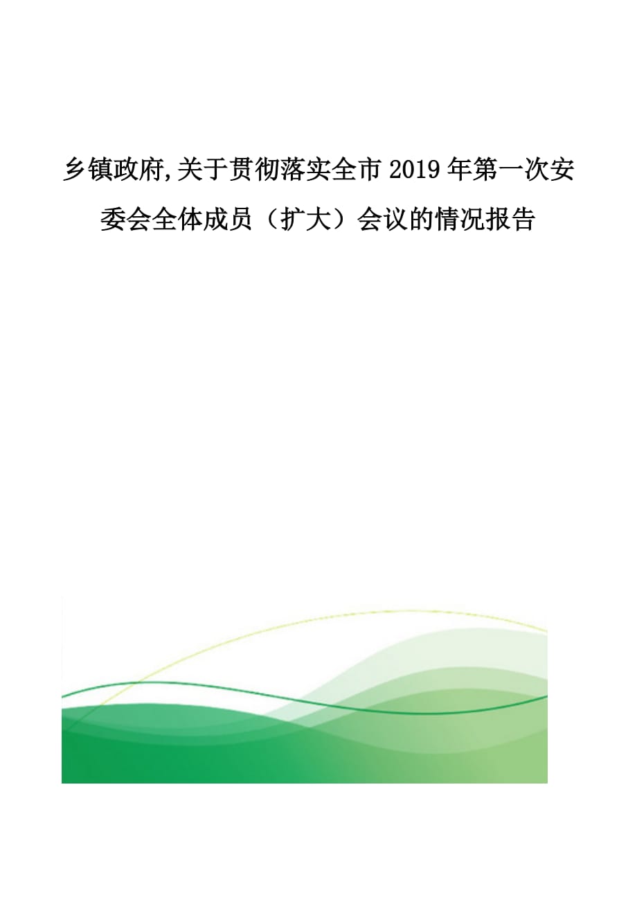 乡镇政府,关于贯彻落实全市2019年第一次安委会全体成员（扩大）会议的情况报告_第1页