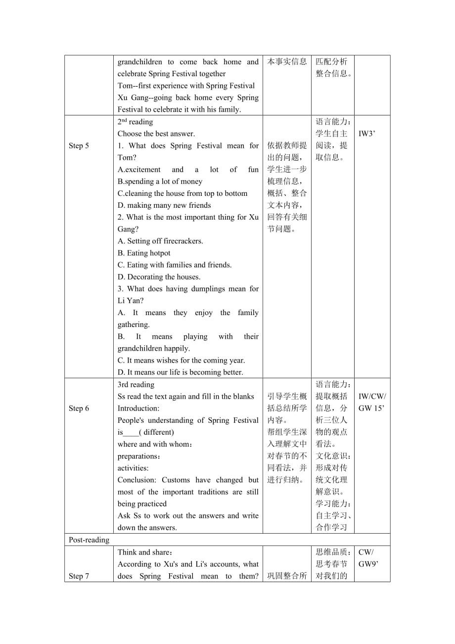 Unit3Lesson1SpringFestival教案--北师大版高一英语（2019）必修第一册_第3页