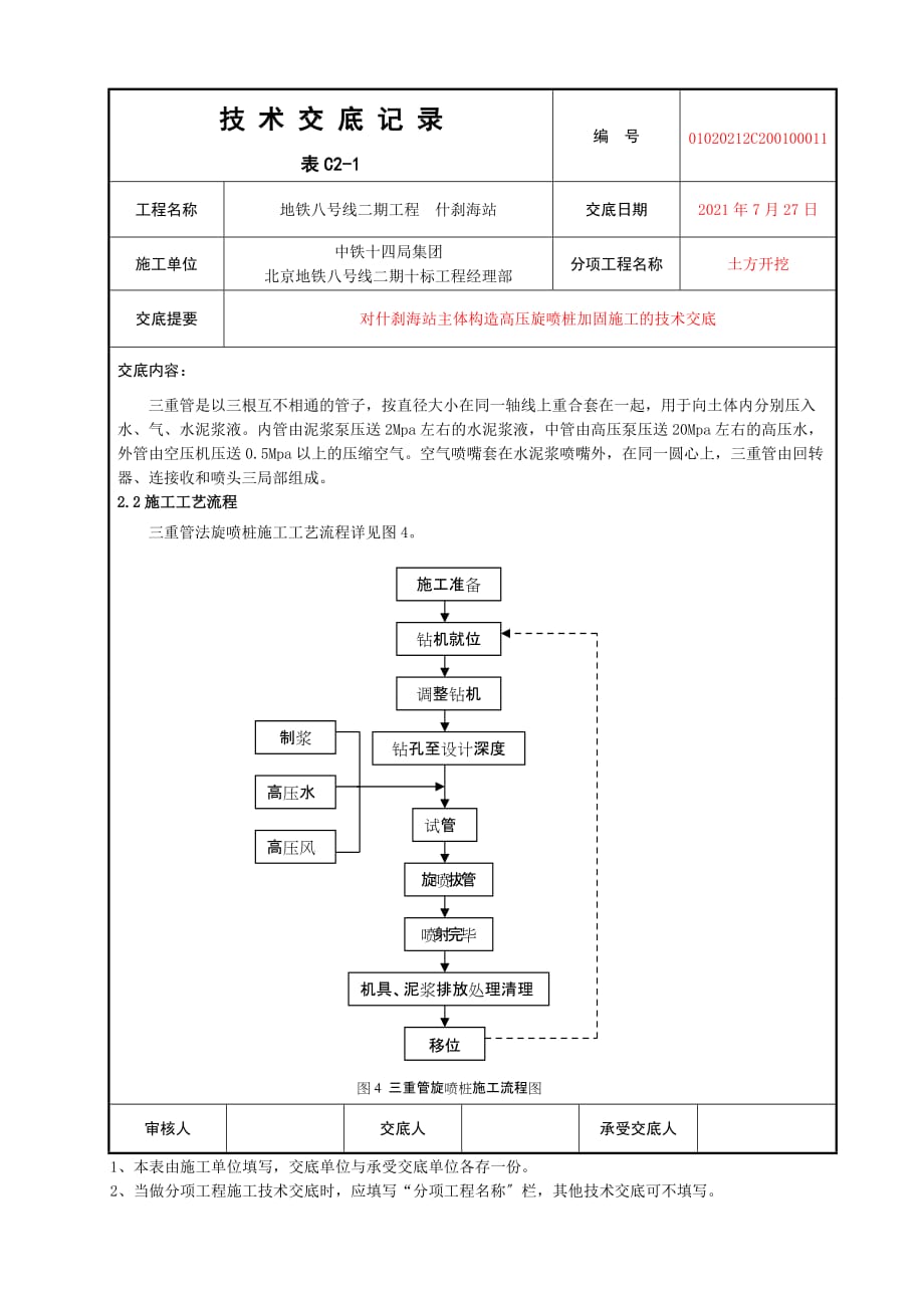 主体结构高压旋喷桩加固施工的技术交底（Word版）_第3页