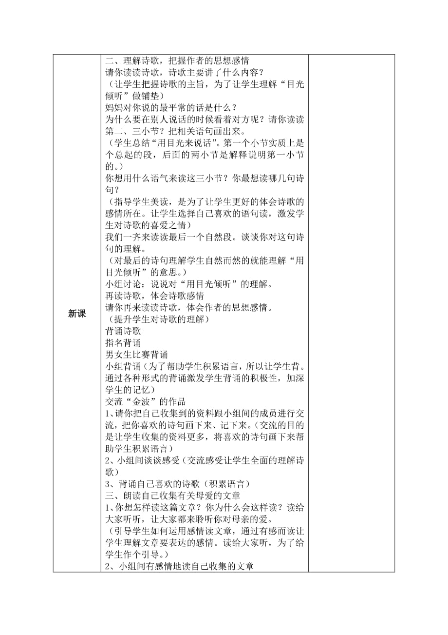 北师大版五年级语文学科备课_《用目光倾听》教学设计_第2页