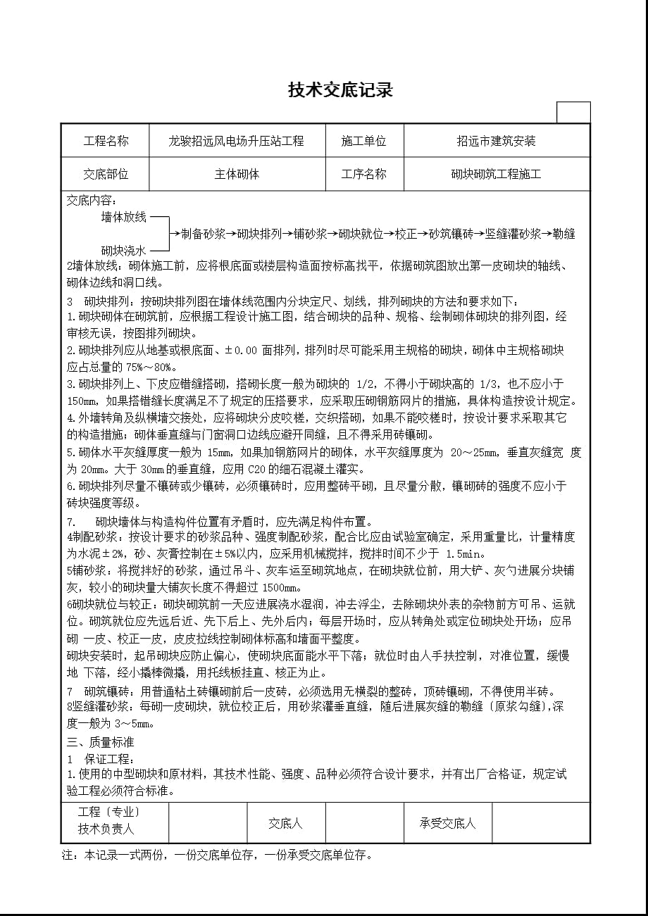 风电场升压站工程砌块砌筑施工技术交底_第2页