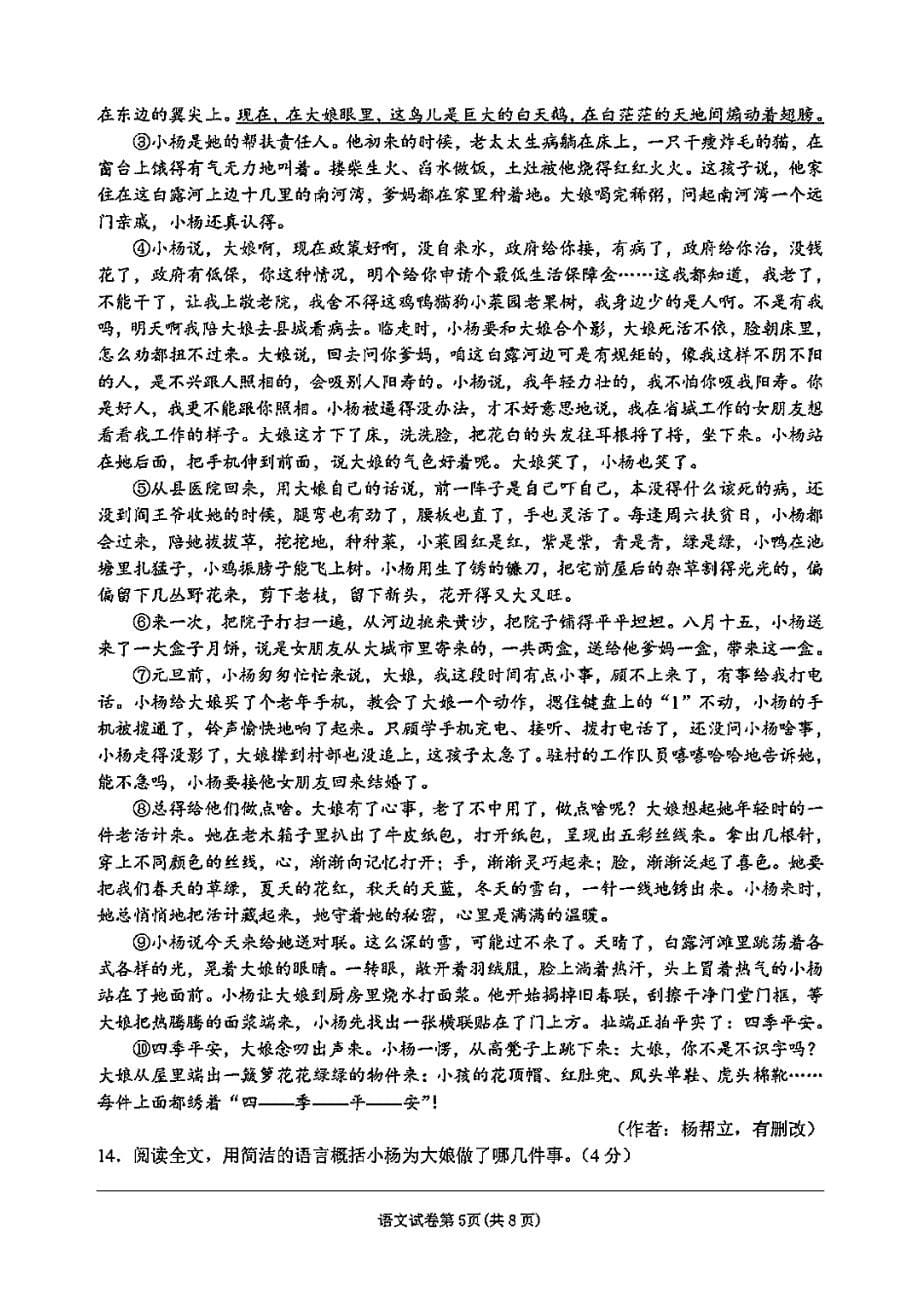2021年四川省南充市中考语文试题(含答案解析)_第5页