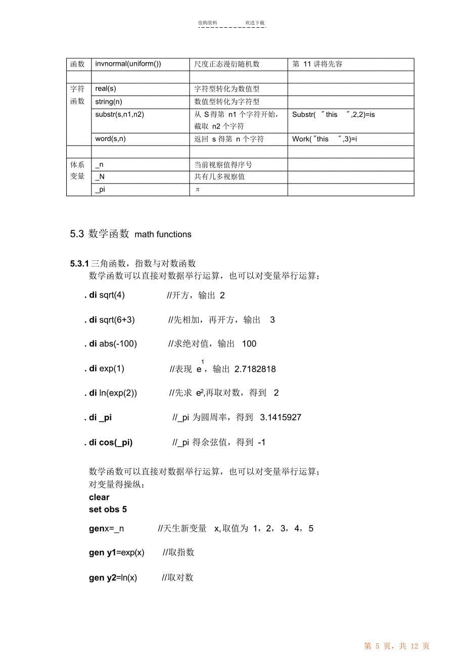 最新最全STATA入门函数与运算符_第5页