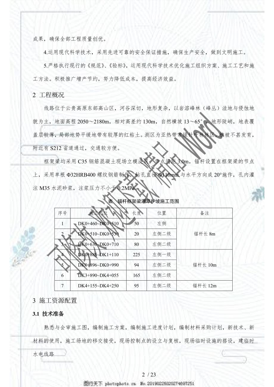 锚杆框架梁护坡施工方案(DOC22页)_第4页