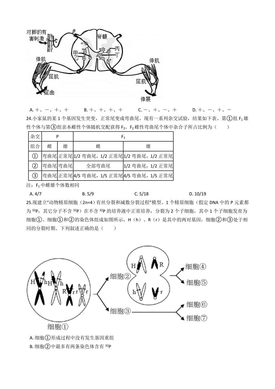 浙江省2021年普通高校1月招生选考生物测试卷含答案_第5页