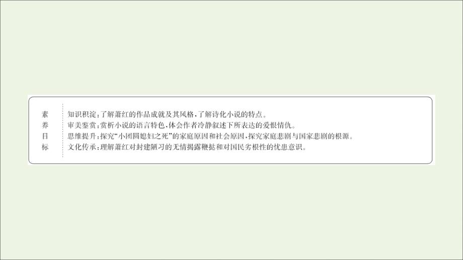 2020-2021学年高中语文 第六单元 女性的声音 10《呼兰河传》课件 新人教版选修《中国小说欣赏》_第2页