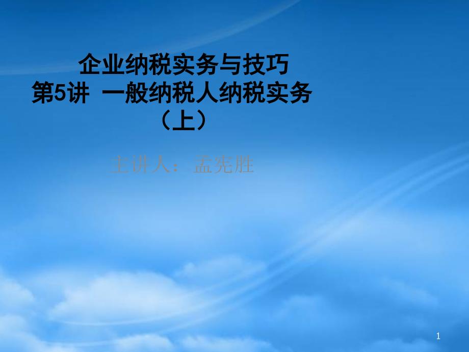 [精选]企业纳税实务与技巧之一般纳税人纳税实务_第1页