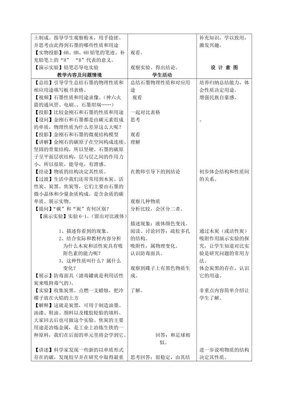 九年级化学上册第六单元课题1金刚石、石墨和C60教案人教新课标版_第2页