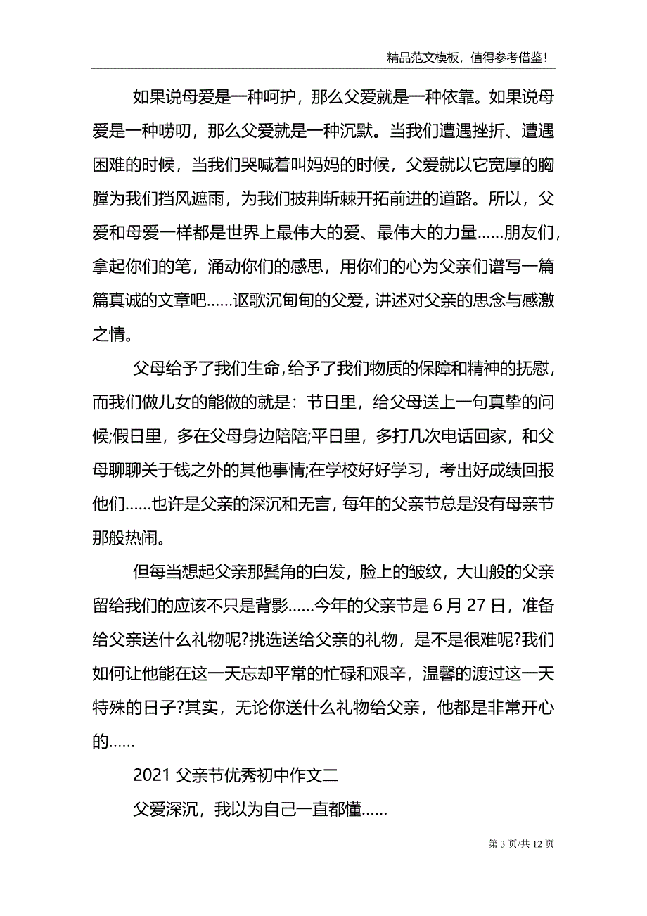 2021父亲节优秀初中作文_第3页