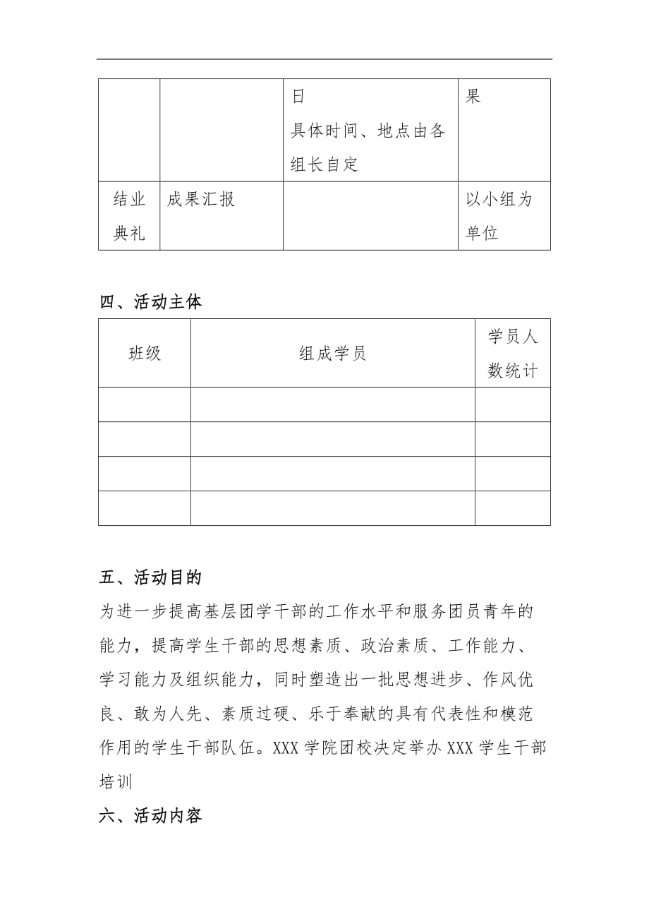 XXX大学学院XXX团校培训策划_第2页