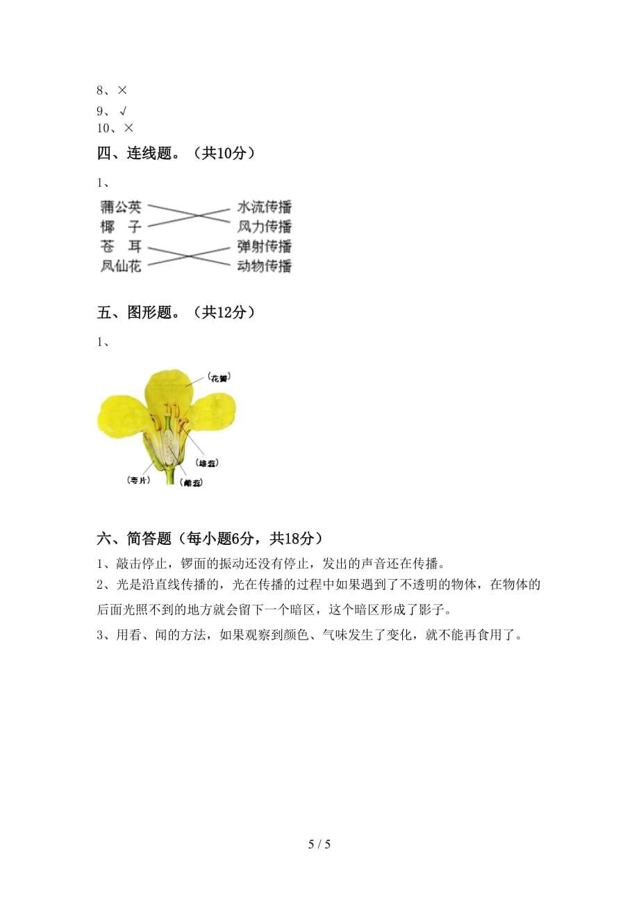 青岛版四年级科学(上册)月考试题及答案（汇总）_第5页