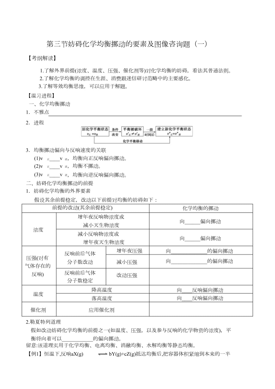 影响化学平衡移动的因素及图像问题[精选]_第1页