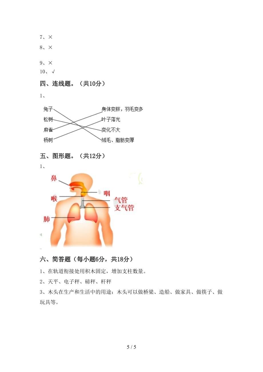 青岛版三年级科学上册月考考试（可打印）_第5页