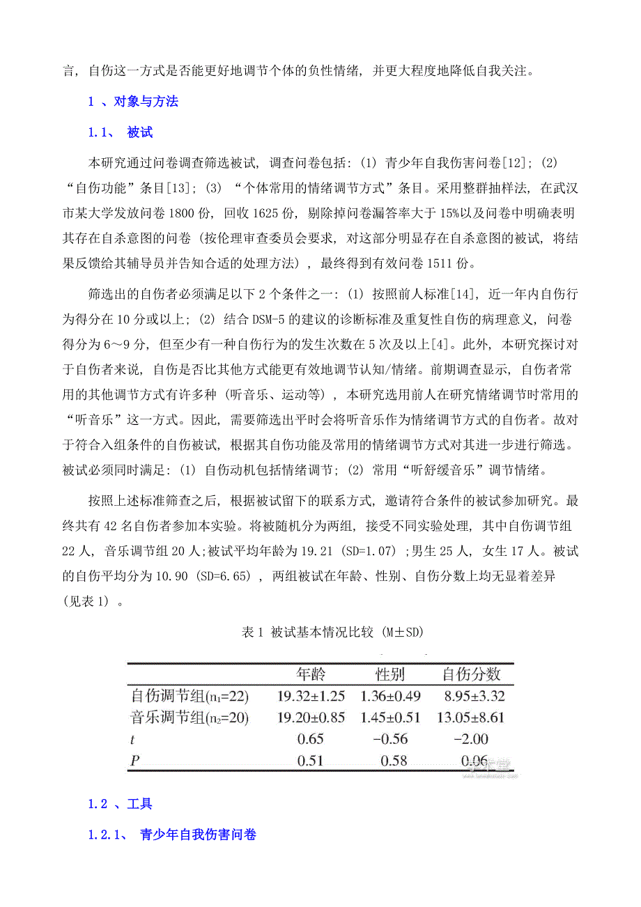 自伤和其他情绪调节方式对负性情绪的调节成效对比_第4页