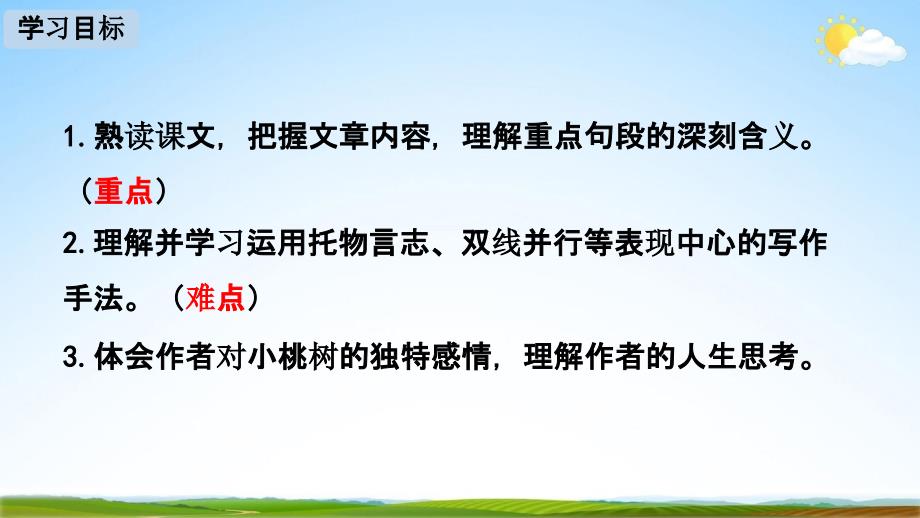 人教部编版七年级语文下册19《一棵小桃树》教学课件精品PPT优秀公开课2_第2页