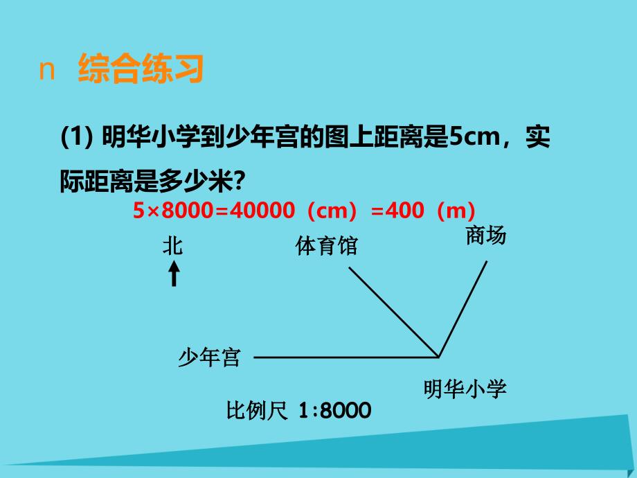 六年级上册数学课件-第五单元图形变换和位确定置第5课时比例尺｜西师大版（2014秋） (共12张PPT)_第3页