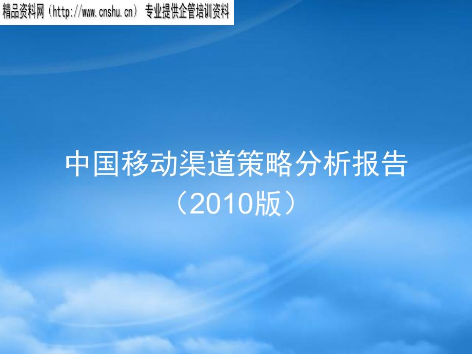 [精选]中国移动通讯渠道策略分析报告_第1页