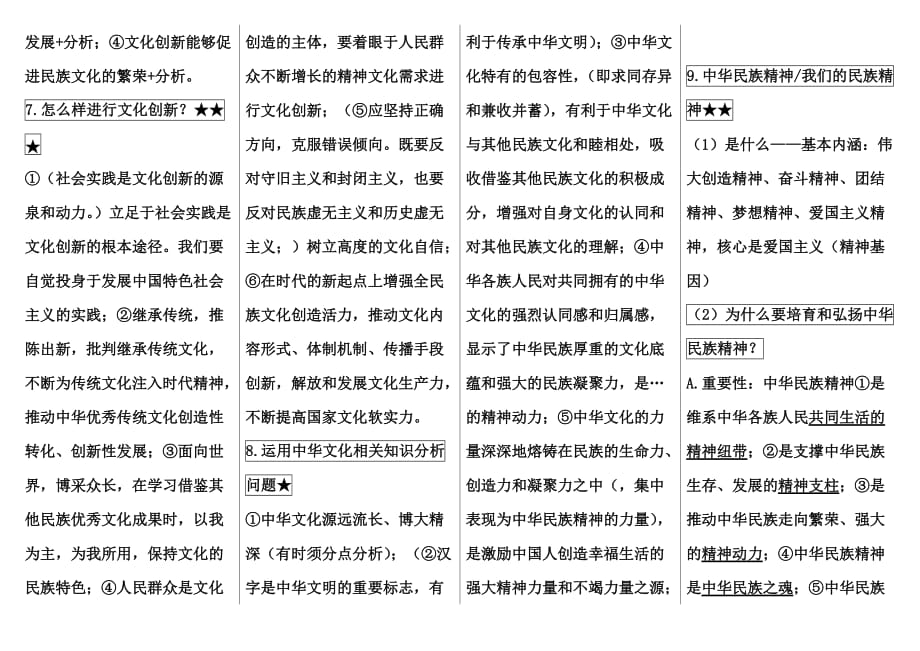 2021届高三政治一轮复习提纲文化生活全套知识梳理汇编（精品）_第3页