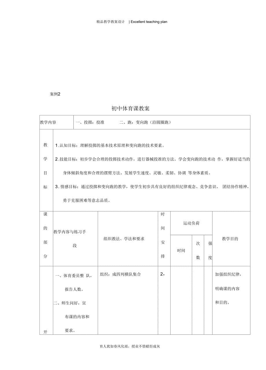 初中体育教案新部编本范文_第5页