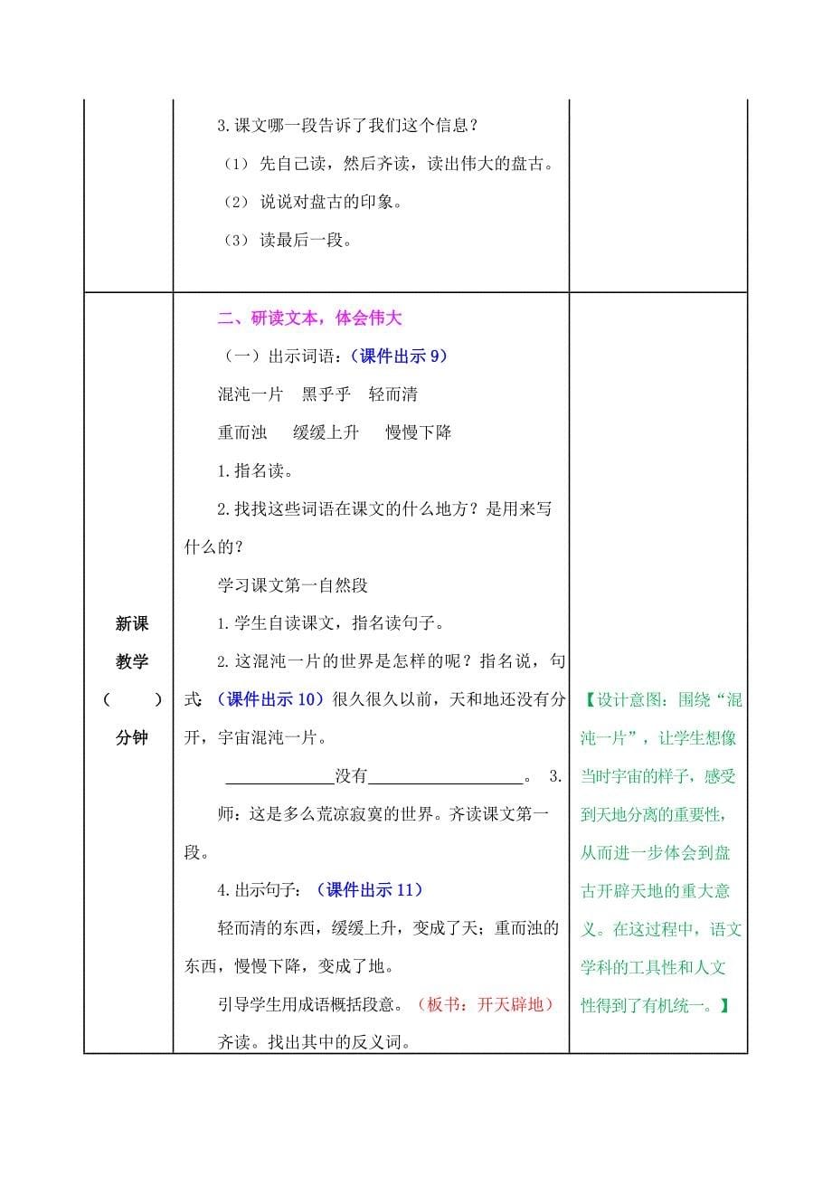 部编人教版四年级语文上册《盘古开天地》精品教案教学设计小学优秀公开课3_第5页