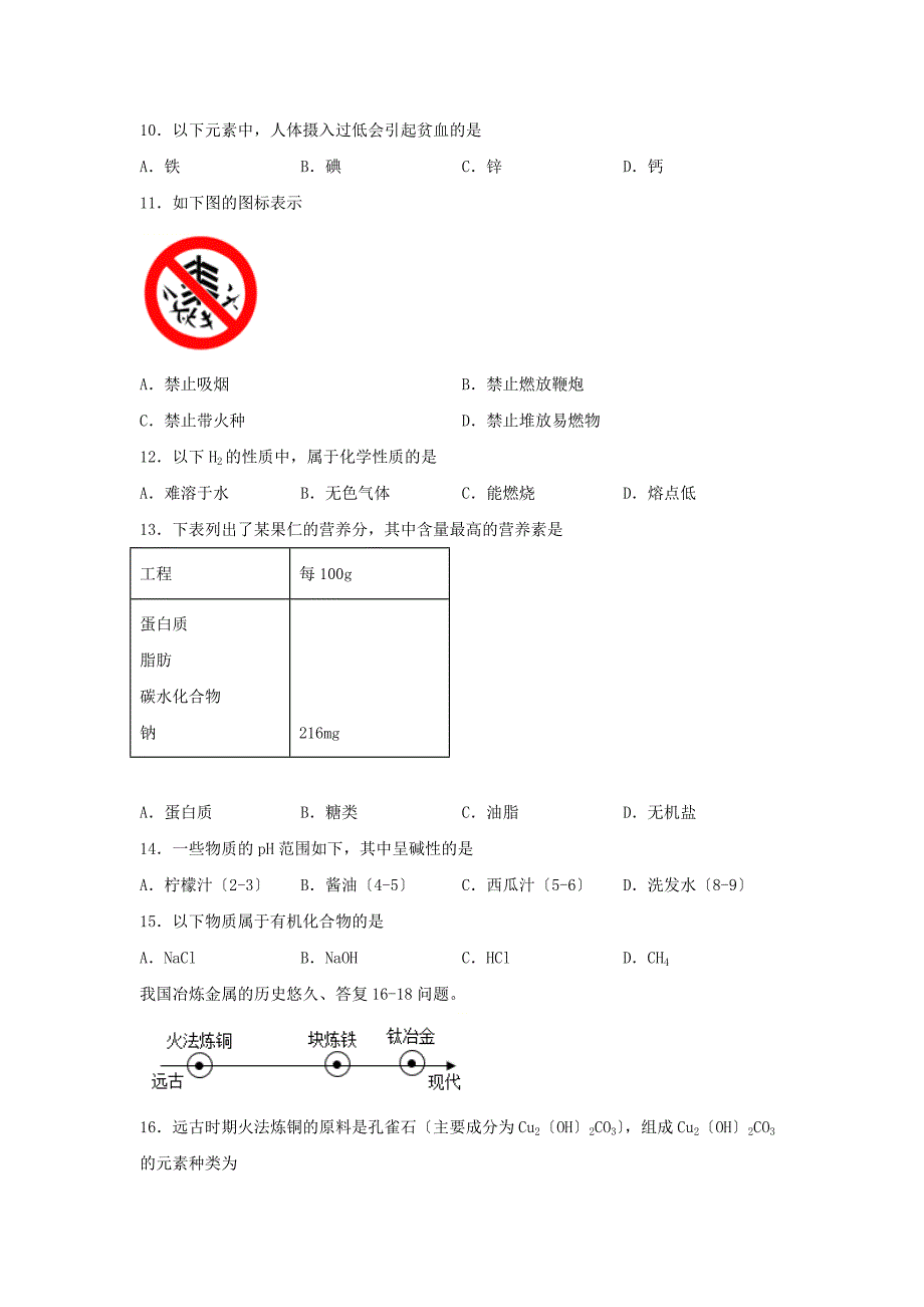 2021年北京崇文中考化学试题附答案_第2页